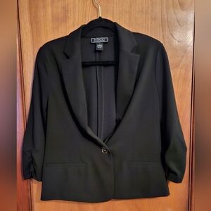 NYCC Black Blazer | 3/4 Ruched Sleeves Notched Lapel - Size M